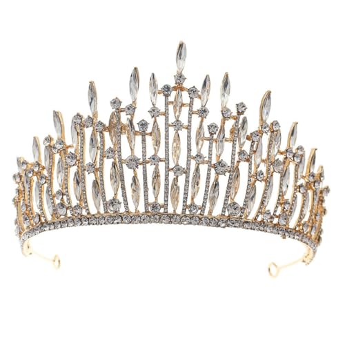 PATKAW 1stk Kristallkrone Braut Haar Kronen-Haarband Kopfschmuck Für Die Braut Hochzeitskopfschmuck Brautkrone Kronenkopfschmuck Legierung Golden von PATKAW