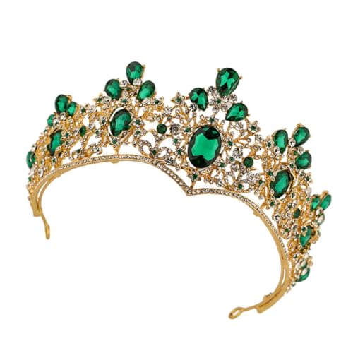 PATKAW Elegante Strass Haarkrone Für Damen Kristall Tiara Für Hochzeiten Und Partys Ideal Prinzessin Deko Für Kindergeburtstage Und Kostüme Grün von PATKAW