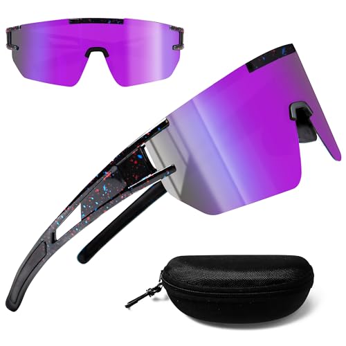 PATRICHOR Schnelle Brille Rave, Sonnenbrille Fahrradbrille Herren Damen, UV400 Schutz Ski Sportbrille MTB Brille, Sunglasses mit Verstellbarem Bügel Radsportbrille für Radfahren Angeln Rennrad Sport von PATRICHOR