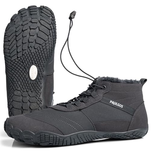 PAULGOS Barfußschuhe Winter, gefüttert, Herren und Damen, wasserabweisend, Gr. 39, grau von PAULGOS