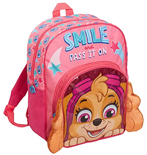 Paw Patrol Rucksack für Mädchen, groß, 3D-Plüsch, Skye, Schule, Kindergarten, Reisetasche mit Getränkehalter, rose, Einheitsgröße, Rucksack von PAW PATROL