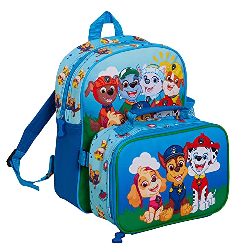 Paw Patrol Rucksack mit Lunchtasche für Kinder, Schultasche, Jungen, Mädchen, Kindergartenrucksack, passendes isoliertes Taschen-Set, blau, Einheitsgröße, Casual von PAW PATROL