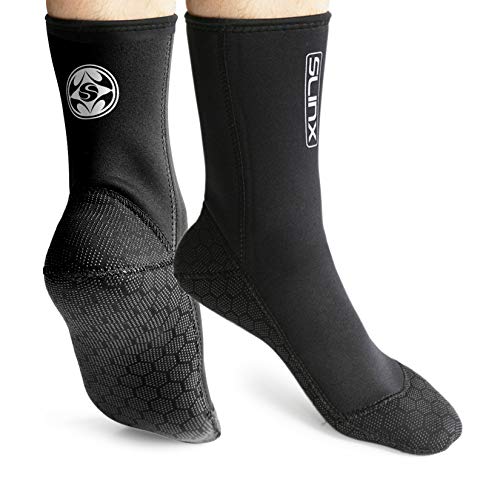 PAWHITS Neopren-Socken für Neoprenanzug 3 mm Thermosocken rutschfest für Herren und Damen zum Tauchen Schnorcheln Schwimmen Surfen Segeln Kajakfahren L Schwarz von PAWHITS