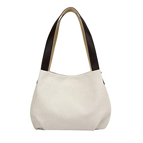 PB-SOAR Damen Mädchen Canvas Schöne Tasche Shopper Schultertasche Handtasche Henkeltasche Hobo Bag Alltagstasche (Weiß) von PB-SOAR