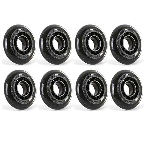 Inline-Skate-Räder,Inline-Gepäck-Räder, 64 mm 82A, Keine Lager, Skate-Ersatz-PU-Rad for Inline-Rollschuhe (8er-Pack)(Black) von PBDEIOEOE