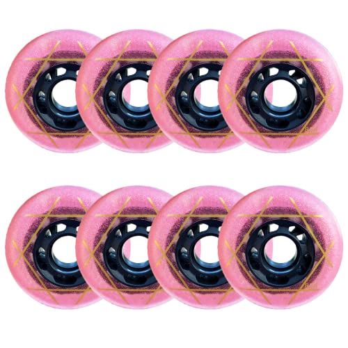 Inline-Skate-Räder,Inline-Gepäck-Räder, 72mm/76mm/80mm Inline-Skate-Ersatzräder ohne Lager 8er-Pack verschleißfeste Rollschuh-Ersatzräder(Pink,72mm) von PBDEIOEOE