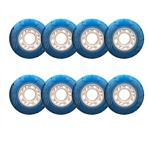 Inline-Skate-Räder,Inline-Gepäck-Räder, 8 Pcs 72mm 76mm 80mm Indoor Outdoor Ersatz Räder Stumm Skate Inline Räder 88A(Blue,80mm) von PBDEIOEOE