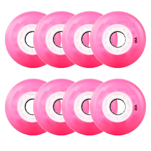 Inline-Skate-Räder,Inline-Gepäck-Räder, 8er-Pack Rollschuhrollen for Outdoor-/Indoor-Skates, erhältlich in Kindergröße(Pink,70mm) von PBDEIOEOE