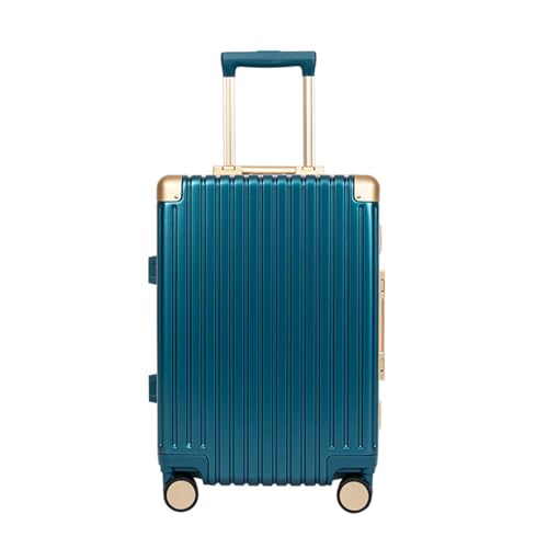 PBENO Handgepäck Koffer Gepäckkoffer for Männer und Frauen PC-Aluminiumrahmen Passwortkoffer Universal-Rolltrolley Reisekoffer(Dark Blue,20in) von PBENO