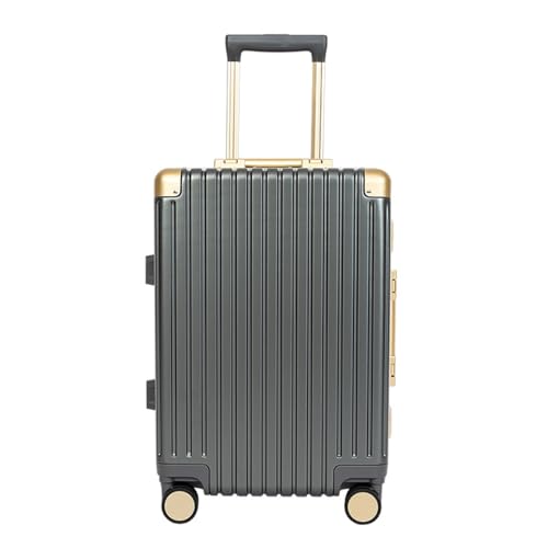 PBENO Handgepäck Koffer Gepäckkoffer for Männer und Frauen PC-Aluminiumrahmen Passwortkoffer Universal-Rolltrolley Reisekoffer(Dark Gray,22in) von PBENO