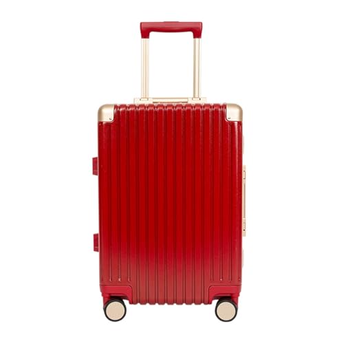 PBENO Handgepäck Koffer Gepäckkoffer for Männer und Frauen PC-Aluminiumrahmen Passwortkoffer Universal-Rolltrolley Reisekoffer(Wine red,24in) von PBENO