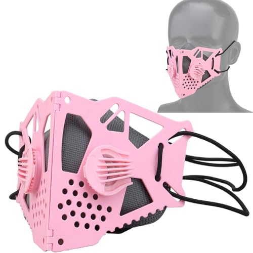 Halbgesichtsmaske für Männer Und Frauen, Abnehmbare/Wiederverwendbare Maske, Leichte Masken, Faltbare Masken, Airsoft-Paintball-Maske, Taktische Set-Zubehörmaske(Pink) von PBTMCD