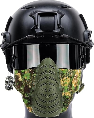 Schnelles Taktisches Integralhelm-Set Mit Maske Und Schutzbrille, Mit Seitlicher Halterung Für Airsoft Tactical Paintball CS Game Cycling Hunting(Aag,M) von PBTMCD