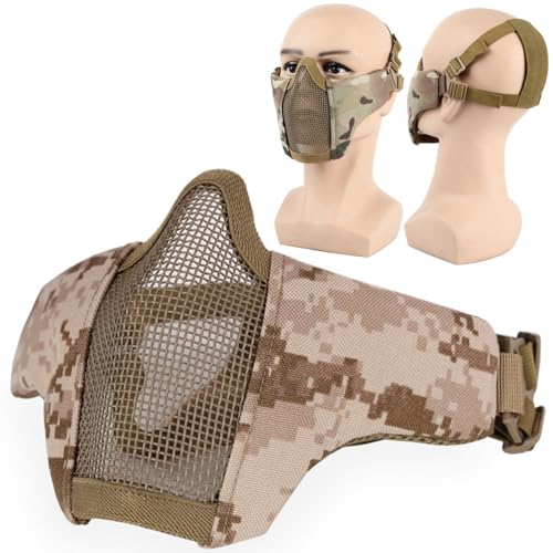 Taktische Halbgesichtsmaske Für Männer, Stahlgeflecht-Schutzmaske Für Paintball Am Kopf, Airsoft-Maske, CS-Game-Outdoor-Maske, Motorrad-Gesichtsmaske(J) von PBTMCD