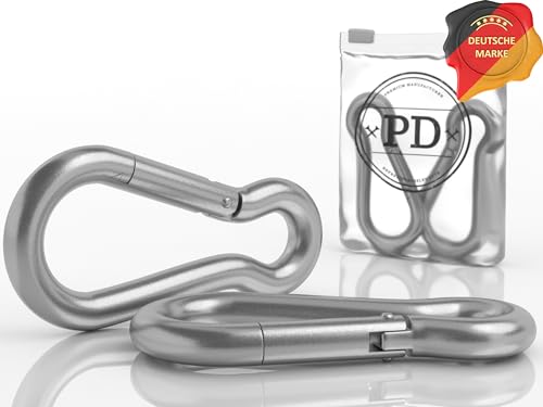 PD® Karabiner Edelstahl 6x60 | Feuerwehr Karabinerhaken Rostfrei aus Edelstahl A4 V4A | Extrem belastbare Carabiner für Schaukel, Sonnensegel, Hängematte, Schlüsselanhänger & Boot | 2 Stück von PD