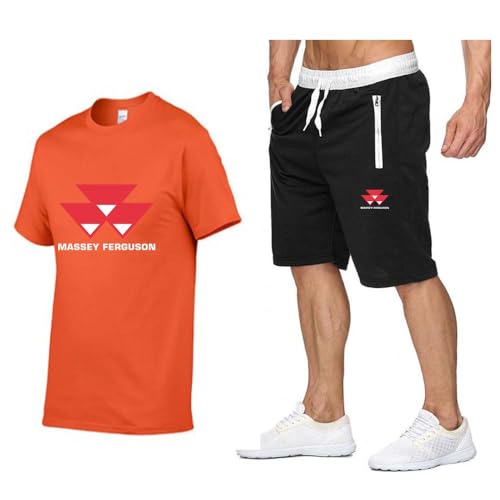 Herren-T-Shirt-Shorts-Trainingsanzug-Set Massey-Ferguson 3D-Druck Zweiteiliges Sommer Kurzarm T-Shirt + Shorts, Laufsport-Anzüge, Workout, Radfahren,L, 08 von PDDEAGT