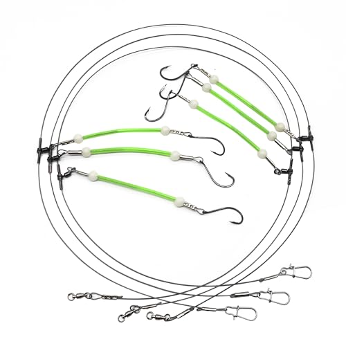 Salzwasser-Angelvorfächer, 49 Stränge, Edelstahl-Kabelvorfächer, Haken, Wirbel, Schnappverbinder, leuchtende Perlen, 2-armige Angelvorfächer (18#) von PDXGGB