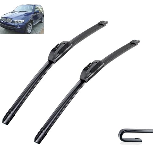 Compatible with BMW X5 E53 2000 2001 2002 2003 2004 2005 2006 Front Wiper Blades Brushes Cutter Accessories U J Hook von PEBKYFA