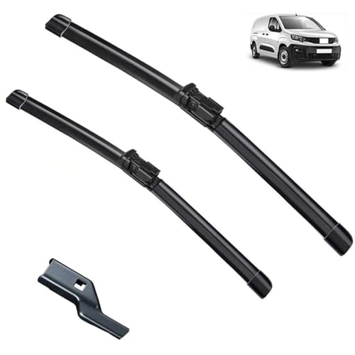 Front Wiper Blade Compatible with Citroen Berlingo e-Berlingo K9 Peugeot Partner Rifter Vauxhall Opel Combo E Toyota ProAce City 2019 – 2023 (Color : Front, Size : LHD) von PEBKYFA