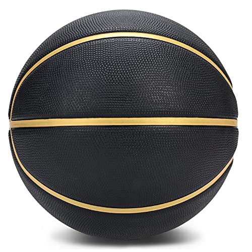 PECOGO Basketball, Größe 7, offizieller Gummi-Streetball, 74,9 cm, für drinnen und draußen, Basketballball für Herren, Jugendliche, Erwachsene, Jungen und Mädchen, Geschenkideen (ohne Pumpe) von PECOGO