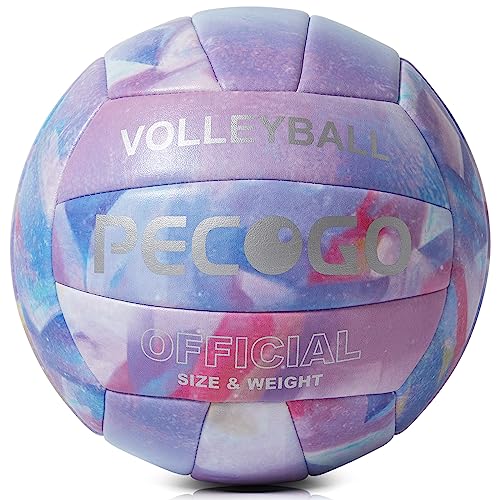 PECOGO Volleyball Größe 5 PU Leder Weich Indoor Outdoor Lila Volleybälle Sport Training Spiel Spielball für Anfänger, Teenager, Erwachsene, 8.2 von PECOGO