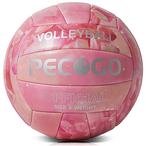 PECOGO Volleyball, Größe 5, PU-Leder, weich, für drinnen und draußen, Rosa, Volleybälle, Sport-Training, Spielball für Anfänger, Jugendliche, Erwachsene, 8,2 von PECOGO