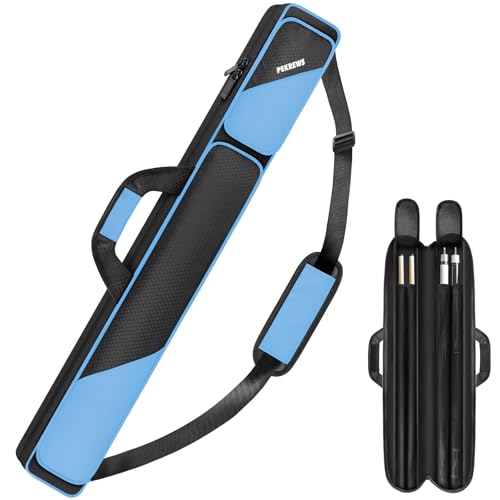PEKREWS Pool-Queue-Koffer, 2 x 2 für 2 Stöcke mit 2 Zubehörtaschen mit Reißverschluss, stabile Polyester-Pool-Queue-Tragetasche mit Schultergurt, weiche Billardqueue-Schultertasche für Damen und PEKREWS Pool-Queue-Koffer, 2 x 2 für 2 Stöcke mit 2 Zubehörtaschen mit Reißverschluss, stabile Polyester-Pool-Queue-Tragetasche mit Schultergurt, weiche Billardqueue-Schultertasche für Damen und von PEKREWS