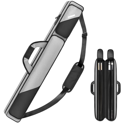 PEKREWS Pool-Queue-Koffer 2 x 2, Pool-Stick-Tasche für 2 Stöcke mit 2 Zubehörtaschen mit Reißverschluss, stabile Polyester-Poolqueue-Tragetasche mit Schultergurt, weicher Billardqueue-Rucksack für PEKREWS Pool-Queue-Koffer 2 x 2, Pool-Stick-Tasche für 2 Stöcke mit 2 Zubehörtaschen mit Reißverschluss, stabile Polyester-Poolqueue-Tragetasche mit Schultergurt, weicher Billardqueue-Rucksack für von PEKREWS