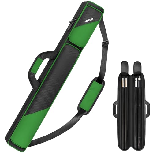 PEKREWS Pool-Queue-Koffer 2 x 2, Pool-Stick-Tasche für 2 Stöcke mit 2 Zubehörtaschen mit Reißverschluss, stabile Polyester-Tragetasche mit Schultergurt, weicher Billardqueue-Rucksack für Damen und PEKREWS Pool-Queue-Koffer 2 x 2, Pool-Stick-Tasche für 2 Stöcke mit 2 Zubehörtaschen mit Reißverschluss, stabile Polyester-Tragetasche mit Schultergurt, weicher Billardqueue-Rucksack für Damen und von PEKREWS