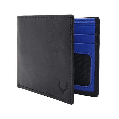 PELLE TORO Super Slim Nappa-Leder Geldbörse Herren, Portemonnaie RFID-Schutz, Querformat Geldbeutel Männer, 10 Fächer, Brieftasche Wallet Portmonee Schwarz/Blau von PELLE TORO