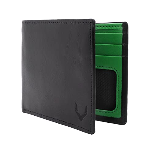 PELLE TORO Super Slim Nappa-Leder Geldbörse Herren, Portemonnaie RFID-Schutz, Querformat Geldbeutel Männer, 10 Fächer, Brieftasche Wallet Portmonee Schwarz/Grün von PELLE TORO