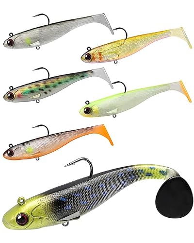 Gummifische mit Haken im 6er Set für Hecht Zander & Barsch, Kunstköder mit Jig Head, Angelköder für Süßwasser Raubfische, Schleppköder für Hechte & Zander, Spinnfisch Köder Forelle, Döbel & Barsch Gummifische mit Haken im 6er Set für Hecht Zander & Barsch, Kunstköder mit Jig Head, Angelköder für Süßwasser Raubfische, Schleppköder für Hechte & Zander, Spinnfisch Köder Forelle, Döbel & Barsch von PERCH`N PIKE