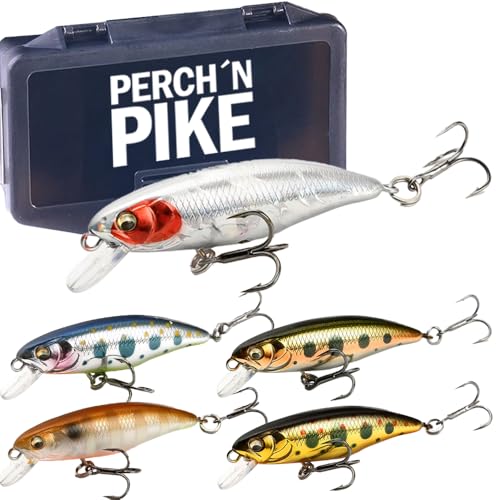 Wobbler im 5er Set für Forelle & Barsch, 5,5cm, Kunstköder Set für Spinnfischen, Minnow Köder sinkend für Süßwasser, Ultra Light 4,4 g I 5,5 cm in verschiedenen Dekoren, Forellenköder (Set-2) Wobbler im 5er Set für Forelle & Barsch, 5,5cm, Kunstköder Set für Spinnfischen, Minnow Köder sinkend für Süßwasser, Ultra Light 4,4 g I 5,5 cm in verschiedenen Dekoren, Forellenköder (Set-2) von PERCH`N PIKE