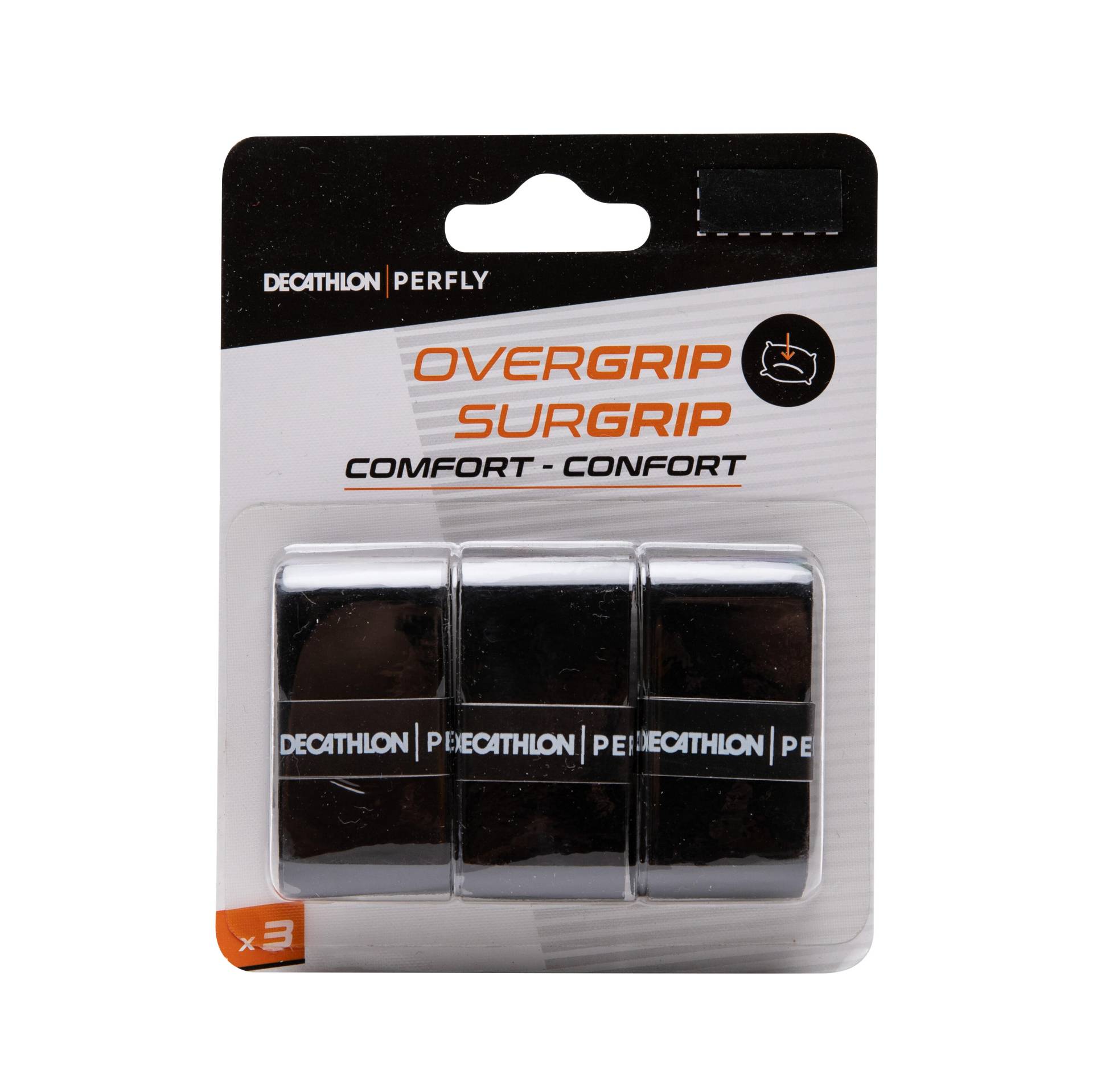 Badminton Griffband Komfort Overgrip 3er Pack schwarz von PERFLY