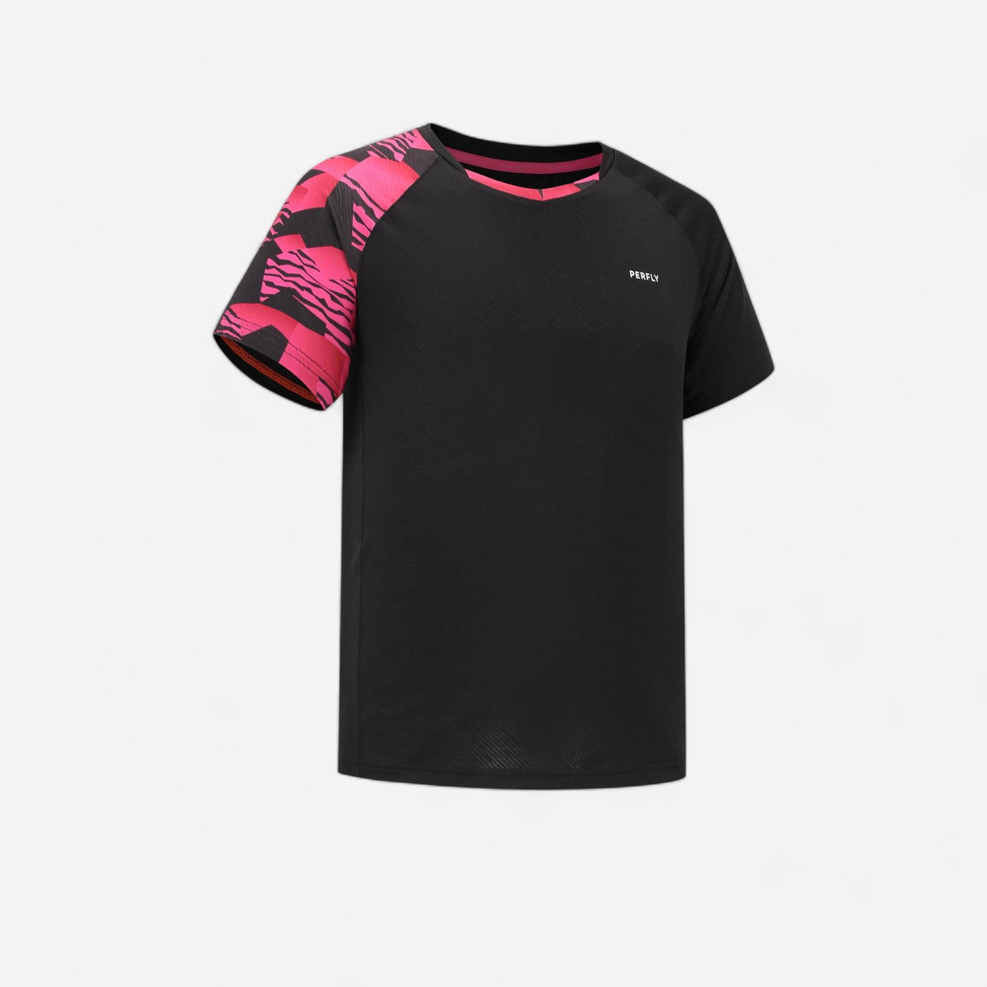 Herren Badminton T-Shirt - 560 Lite schwarz/neon magenta von PERFLY