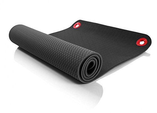 PERFORMBETTER+ Fitnessmatte, Sport- und Yogamatte mit optimaler Dämpfung und splatzsparender Aufbewahrung für Workouts, Schwarz, 142x60cm groß von PERFORMBETTER+