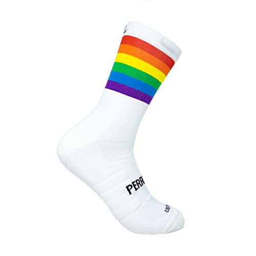 PERRO LOCO CLOTHES LGTBI Laufsocken für Damen und Herren, Anti-Blasen- und Geruchshemmend, Kompressionsstrümpfe, gepolstert, nahtlos, lustig. (Weiß, 43-45) von PERRO LOCO CLOTHES