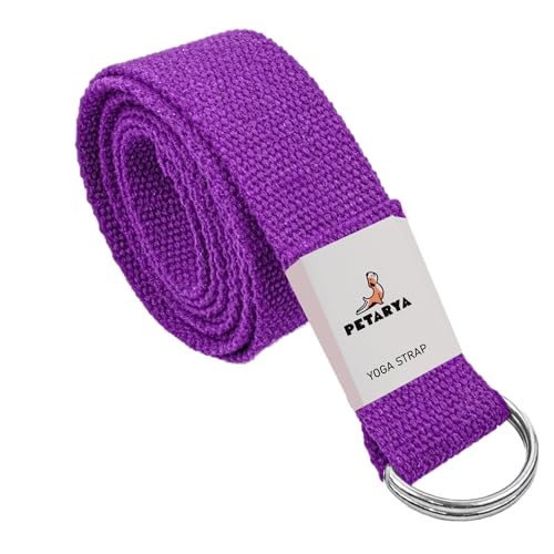 PETARYA Praktischer Yoga-Gurt, Yoga-Zubehör für Dehnung und Fitness, Yoga-Gurt mit Metall-Schiebeschnalle, gut für Anfänger & Fortgeschrittene, 180 cm, Lila von PETARYA