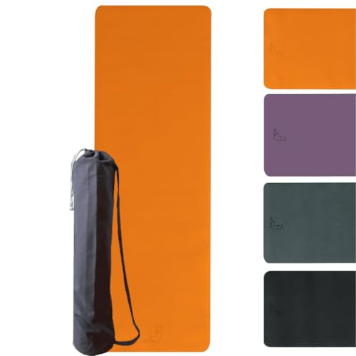 PETARYA TPE Yoga Matte Premium 6 mm - Besonders Flexible Geruchsneutrale Komfort, Umweltfreundliche Produktion Streifendesign, Natural Rubber Anti-Slip, Refresh Series Gymnastikmatte, Orange von PETARYA