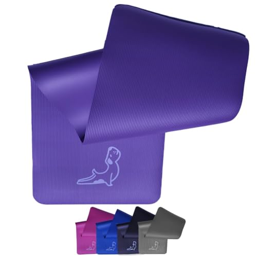 PETARYA Yoga Matte Premium 10 mm - Besonders Flexible Geruchsneutrale Komfort, Umweltfreundliche Produktion Streifendesign, Natural Rubber Anti-Slip, Comfort Series Gymnastikmatte, Dunkelviolett von PETARYA