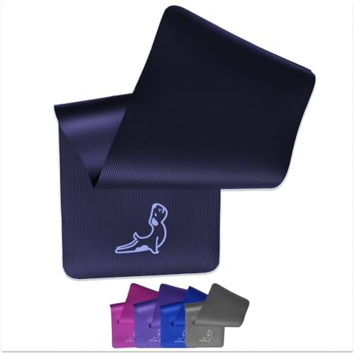 PETARYA Yoga Matte Premium 10 mm - Besonders Flexible Geruchsneutrale Komfort, Umweltfreundliche Produktion Streifendesign, Natural Rubber Anti-Slip, Comfort Series Gymnastikmatte, Schwarz von PETARYA
