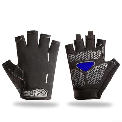 PETSTIBLE Atmungsaktive und schweißabsorbierende Silikon-Halbfinger-Handschuhe, für Gewichtheben und Radfahren, Schwarz von PETSTIBLE