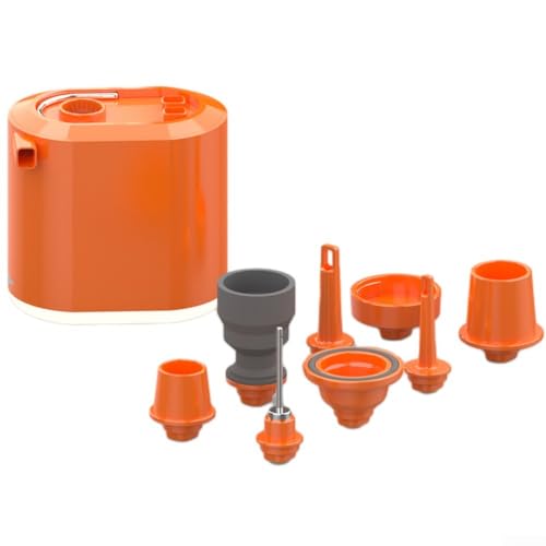 PETSTIBLE Tragbare Luftpumpe, Vakuumpumpe mit Licht für Camping, aufblasbares Bett, Kajaks, Ball (Orange) von PETSTIBLE