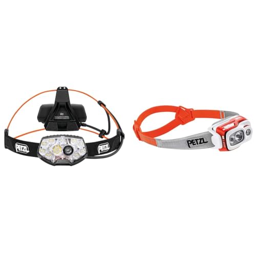 PETZL - Stirnlampe NAO RL - Unisex, Schwarz, Einheitsgröße & - Stirnlampe SWIFT RL - Unisex, Rot, Einheitsgröße, Automatisch, einfach zu bedienen, leicht von PETZL