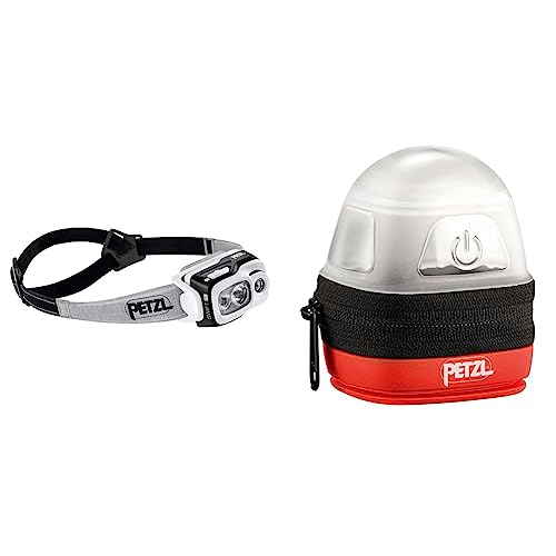 PETZL Unisex – Erwachsene Swift RL Stirnlampe, Schwarz, 8 x 8 & Erwachsene Noctilight Stirnlampe Schutzhülle, One Size, Schwarz/Orange von PETZL
