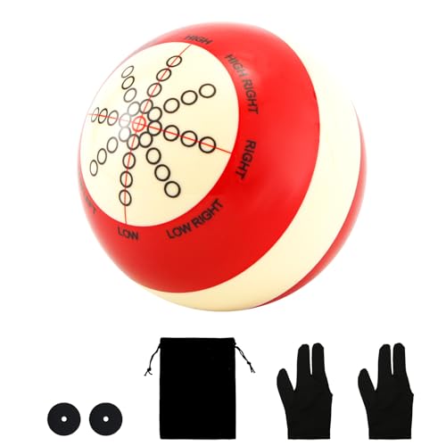 PEUTIER Billard Queueball Trainingsartefakt, Billard Trainingsball Billard Übungszubehör mit 3 Finger Handschuhen Balltasche und Billardtisch Markierungspunkten für Amerikanische Billard Achtbälle von PEUTIER