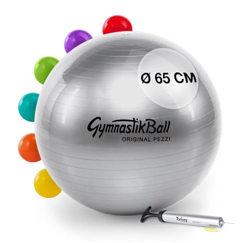 PEZZI Original Ball Standard 65cm Silber Pumpe Gymnastikball Sitzball von PEZZI