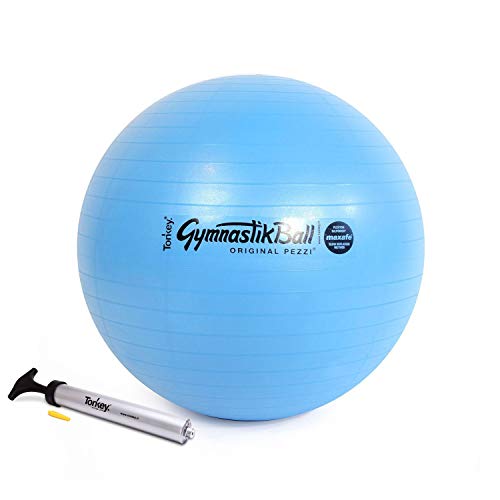 Original Pezzi Ball MAXAFE 65cm lightblue mit Pezzi Pumpe Gymnastikball Sitzball von PEZZI