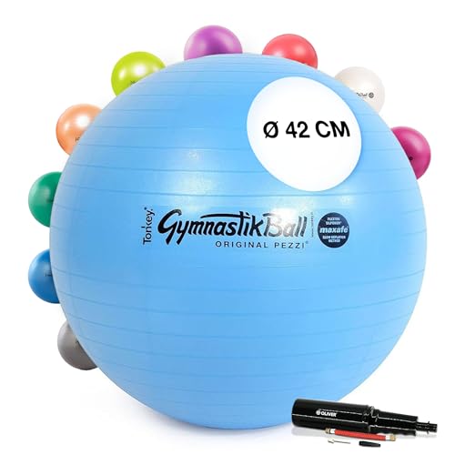 Original Pezzi Pezziball MAXAFE 42 cm mit Pumpe llightblue Gymnastikball von PEZZI