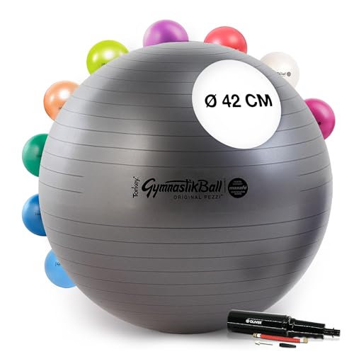 PEZZI Original Pezziball MAXAFE 42 cm m. Pumpe anthrazit Gymnastikball von PEZZI